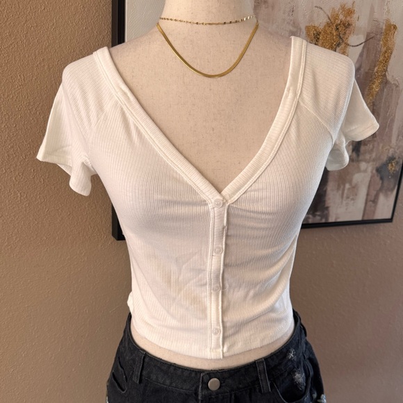 Tops - White Off-Shoulder Crop Top